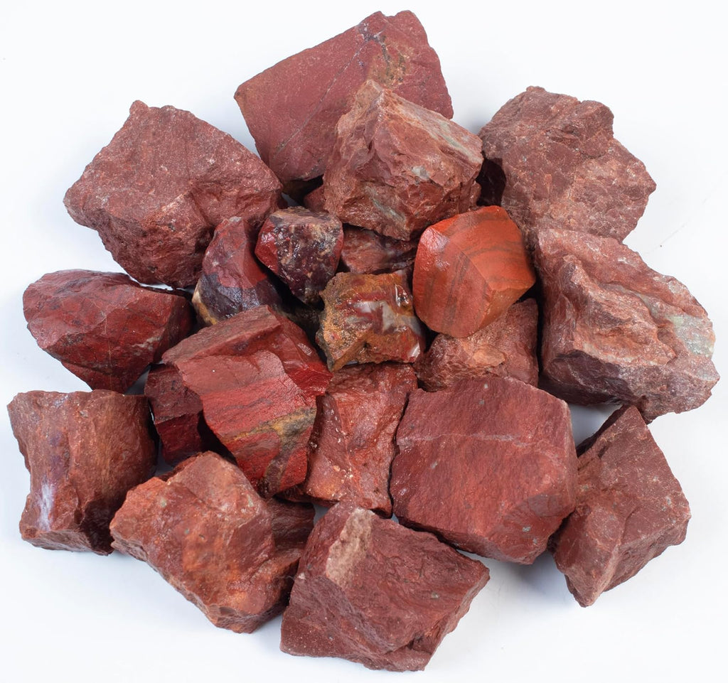 Crocon 2LB Red Jasper Bulk Raw Rough Rock Natural Stones Tumbling Cabbing for Chakra Stone Balancing Reiki Healing Good Luck Spiritual Home Interior Office Décor