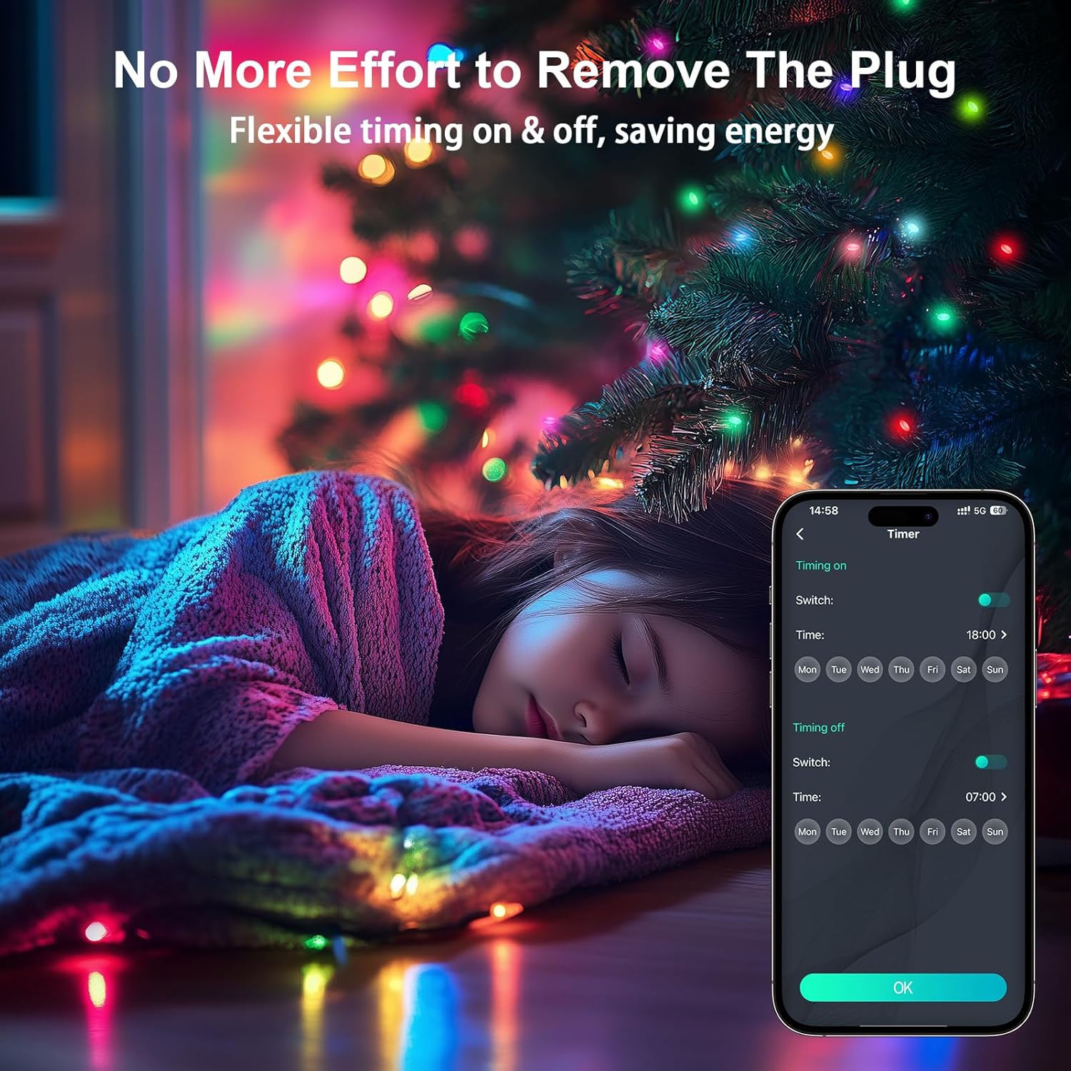 Smart Fairy Lights, 16.4Ft Color Changing String Lights w/Remote & App Control, Multicolor DIY Dynamic RGB-IC Twinkle Light for Bedroom, Christmas, Party, Wedding Indoor Hanging Decoration