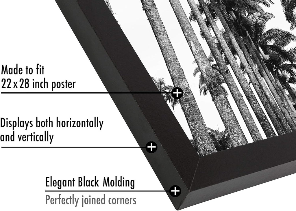 Americanflat 22x28 Poster Frame with Polished Plexiglass - Black Picture Frame - Wide Photo Frames Made of Engineered Wood for Vertical or Horizontal Wall Display - Epic Collection - Black