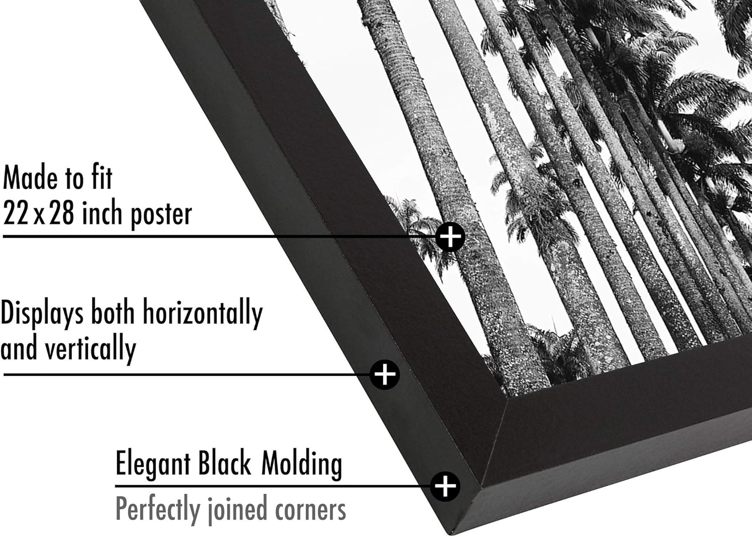 Americanflat 22x28 Poster Frame with Polished Plexiglass - Black Picture Frame - Wide Photo Frames Made of Engineered Wood for Vertical or Horizontal Wall Display - Epic Collection - Black