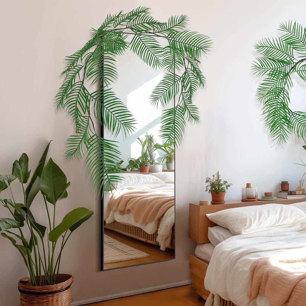 RECUTMS Artificial Palm Leaves Vine 6FT Fake Tropical Greenery Garland Faux Hanging Ivy Vines Wreaths Indoor Outdoor Home Wedding Jungle Hawaiian Luau Party DIY Fireplace Mantle Table Decoration