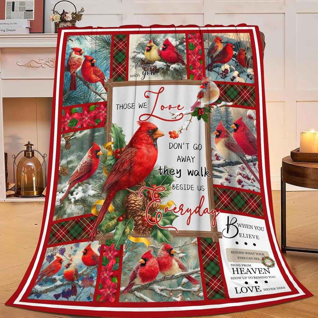 Cardinal Throw Blanket Red Bird Cardinal Stuff Gifts for Kids Girls Boys Adults Women Men Soft Cozy Warm Plush Fluffy Fuzzy Fleece Blanket Christmas Decor 40''X50''