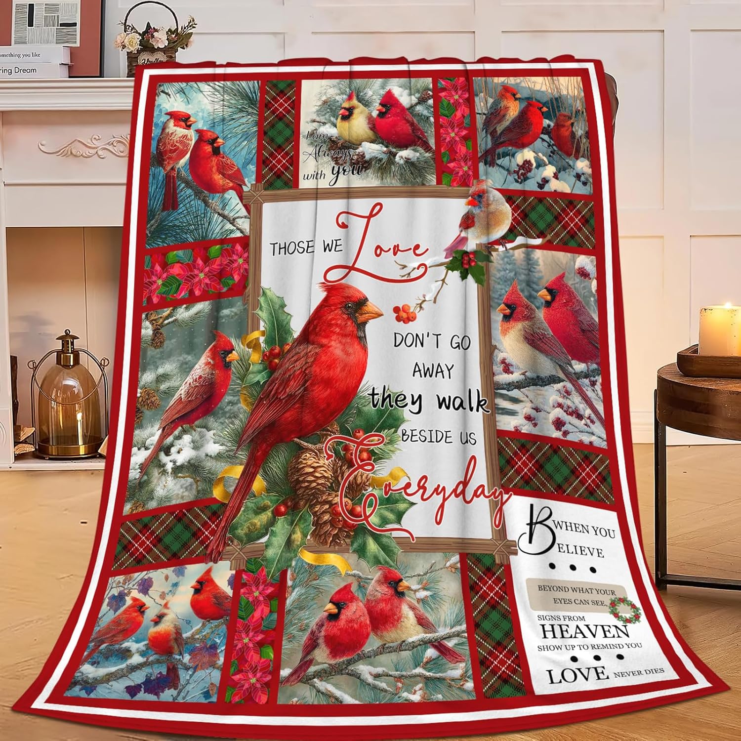 Cardinal Throw Blanket Red Bird Cardinal Stuff Gifts for Kids Girls Boys Adults Women Men Soft Cozy Warm Plush Fluffy Fuzzy Fleece Blanket Christmas Decor 60''X80''