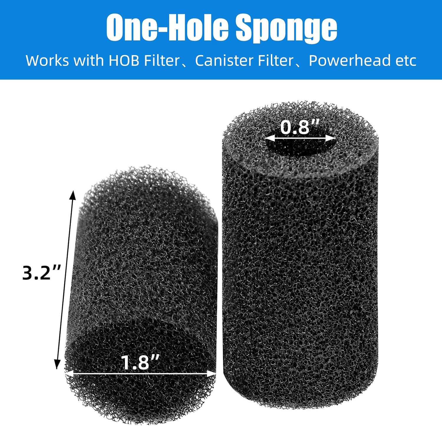 AQUANEAT 12-Pack Pre-Filter Sponge for Aquarium Shrimp Fry Fish Tank Filter 0.8 Inch Intake, Replacement Foam Cover