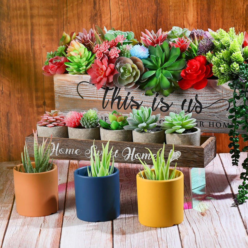 WILLBOND 100 Pieces Succulents Plants Artificial Fake Succulents Bulk Artificial Succulents Unpotted Realistic Plants Assorted Textured Succulent Faux Succulent Plastic Cactus Stems for Decoration