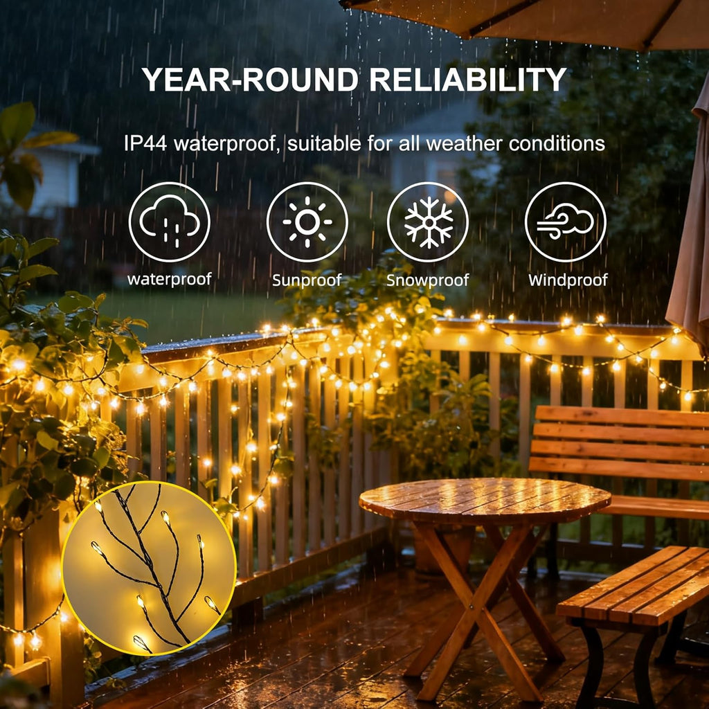 30.68FT 752 LED Christmas Outdoor Fairy Lights Plug in, Always-On Waterproof, Soft Copper Wire for Railing, Vine, Wedding Garland Indoor & Outdoor Party Decor
