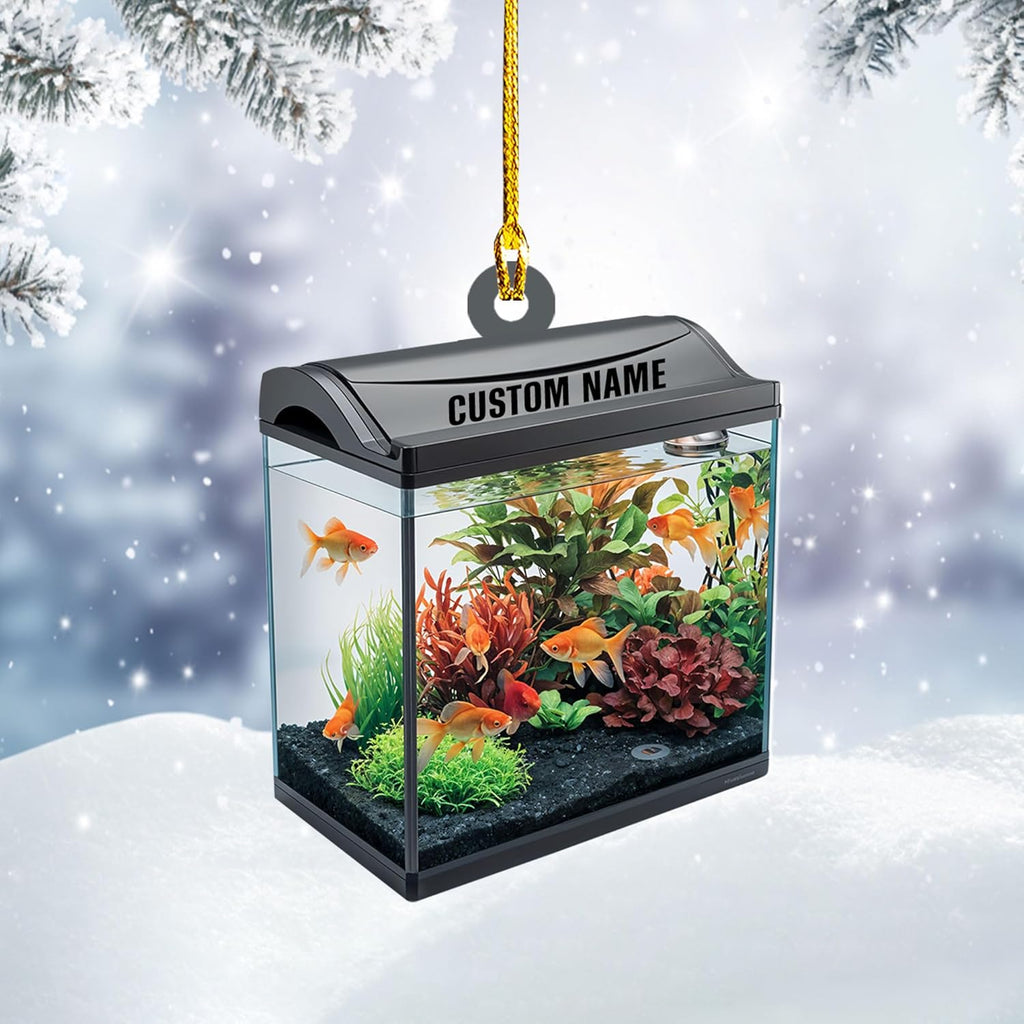 Personalized Aquarium Christmas Ornament, Fish Christmas Ornament, Gift for Fish Lover, Custom Aquarium Christmas Tree Keepsake, Kids First Gift Ideas, Pet Kids Ornament (AFT1)