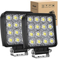 Nilight 4 Inch Square LED Tractor Light Pods 2PCS 48W Flood Work Lamps for Truck Off-Road Vehicles ATV UTV Boat