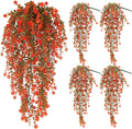 SJL Artificial Fake Fall Hanging Flowers Fake Plant Artificial Hanging Plants Flower Fall Eucalyptus Palnts Outdoor Faux Autumn Vines Decor Real Touch for Patio Living Room Thanksgiving (Salmon)