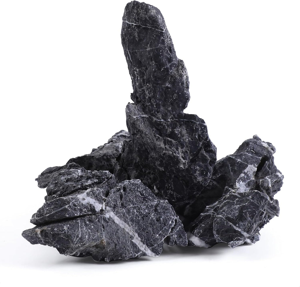 6-8 Inches Natural Seiryu Stone 4 PCS Aquarium Rocks for Aquascaping, Aquarium Landscaping, Terrariums, Fish Tank Decoration, Vivariums, Paludarium, Reptile and Amphibian Enclosures