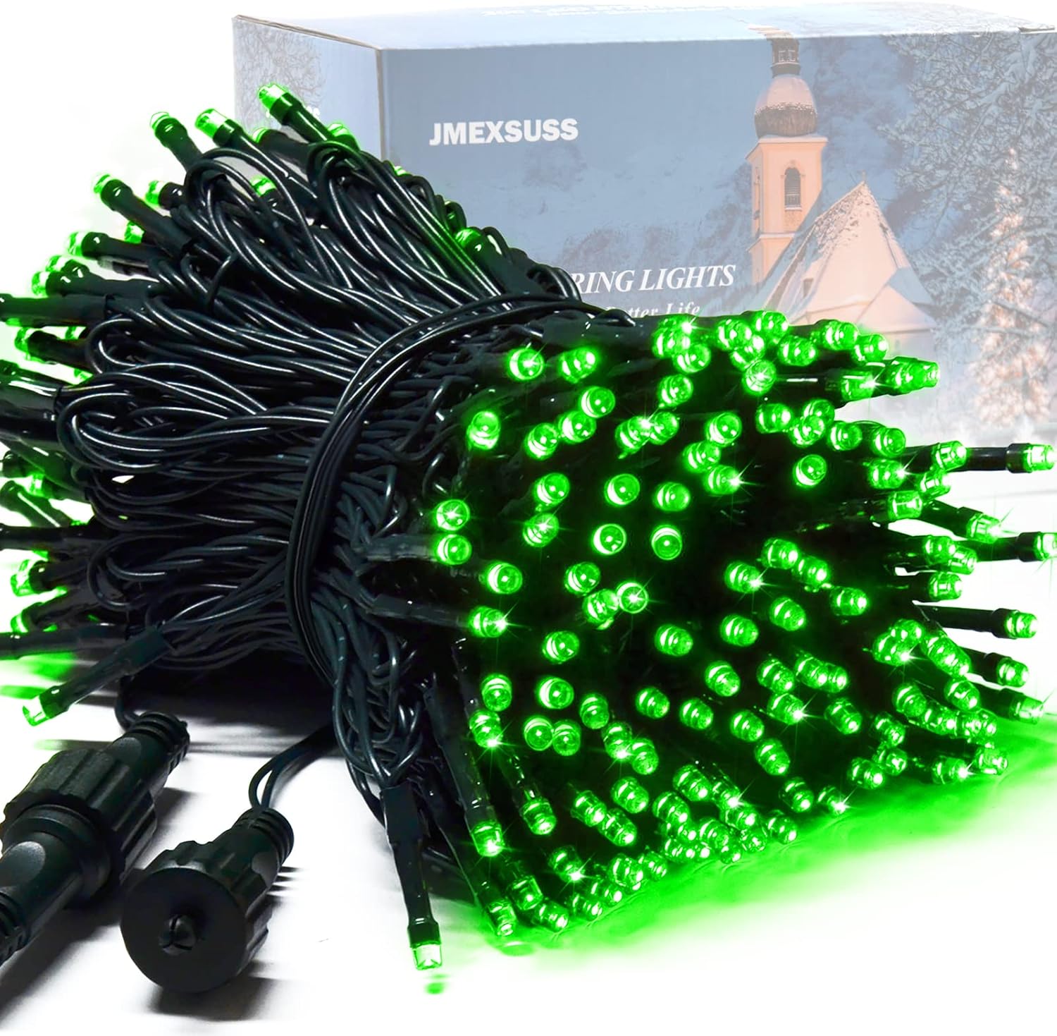 JMEXSUSS 200 LED Christmas Lights Outdoor, 66ft Connectable Green String Lights Plug in, 8 Modes Waterproof Green Christmas Lights for Outside Indoor Yard St Patrick's Day Tree Halloween Xmas Decor