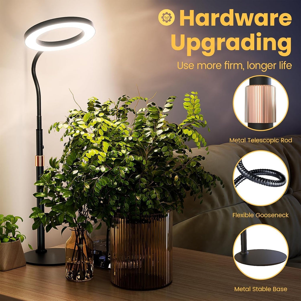 bseah Grow Light, Plant Stand Light for Indoor Plants 2 Pack, Full Spectrum Desk Grow Lamp with Pedestal, Automatic Timer for 3H/9H/12H, Height Adjustable