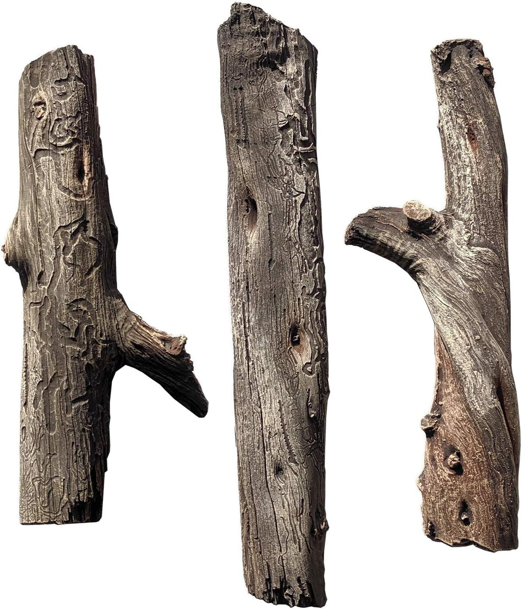 Midwest Hearth Deluxe Decorative Branch and Twig Set | Cast from Real Logs and Hand Painted in USA (Driftwood 3-Piece)