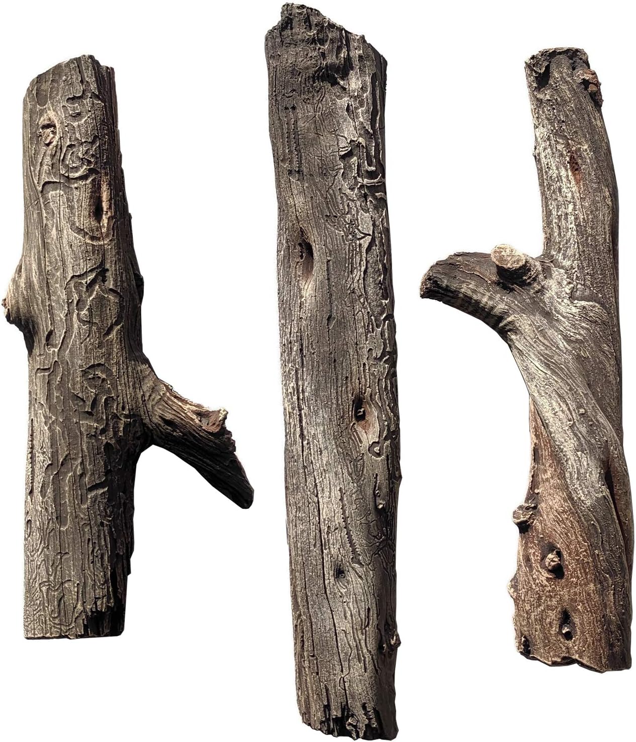Midwest Hearth Deluxe Decorative Branch and Twig Set | Cast from Real Logs and Hand Painted in USA (Driftwood 3-Piece)