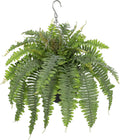 Artificial Fern Hanging Basket Plant 25" Boston Ferns 31 Leaves Greenery Plants with Rattan Pot for Outdoors & Indoor Fake Fern Bush Plant in Pot for Patio Entrance Porch Garden Decor Dusty Green