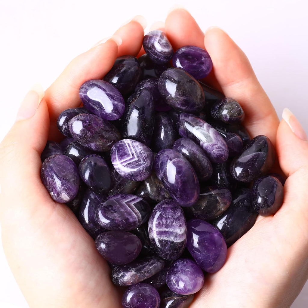 Polished Amethyst Crystals 0.62lb Natural Gemstones Crystal Bulk Tumbled Polished Stones Irregular Rocks Chakra Colorful Crystal Vase Filler Decoration Energy Reiki Beginners Birthday Gifts