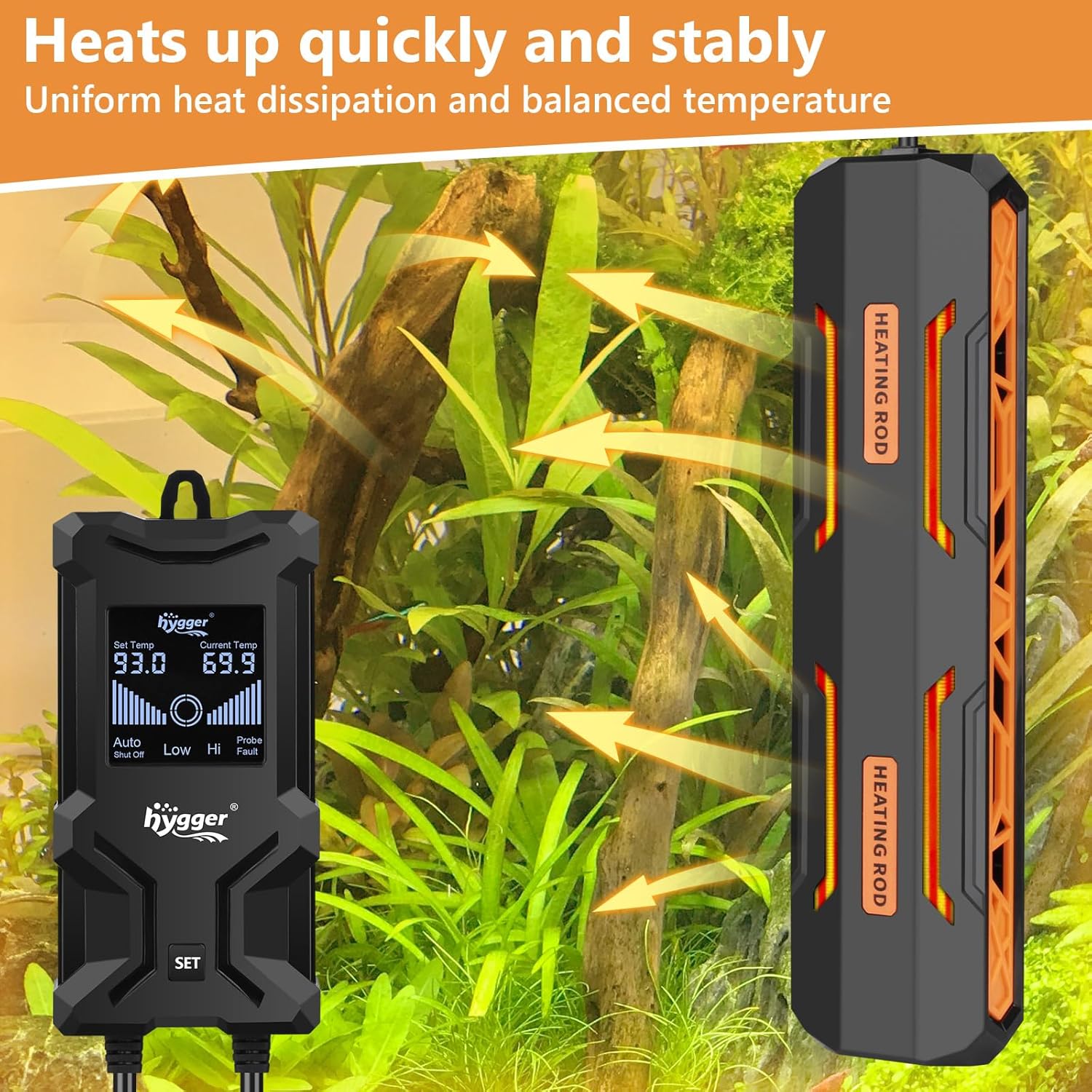 hygger Aquarium Heater, Submersible Fish Tank Heater with Over-Temperature Protection and Automatic Power-Off Fish Heater with Digital Controller for Freshwater and Saltwater (600W)