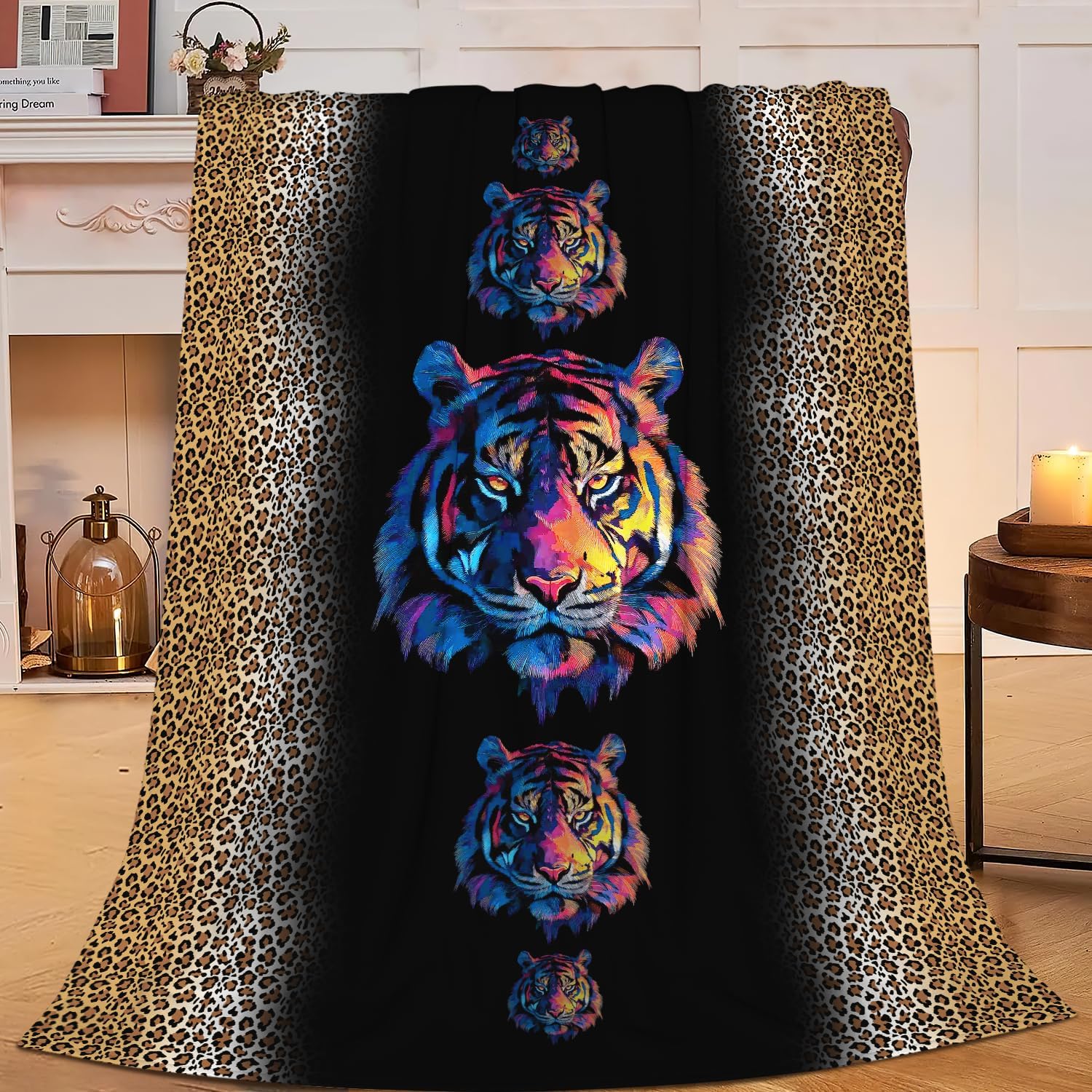 Tiger Throw Blanket Tiger Stuff Gifts for Kids Girls Boys Adults Women Men Soft Cozy Warm Plush Fluffy Fuzzy Fleece Blanket Decor 60''X80''
