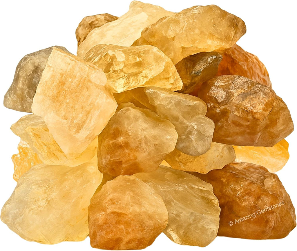 Amazing Gemstone Citrine Raw Crystals and Healing Stones, Natural Rocks for Tumbling - DIY Raw Stones and Crystals, 2 Pieces