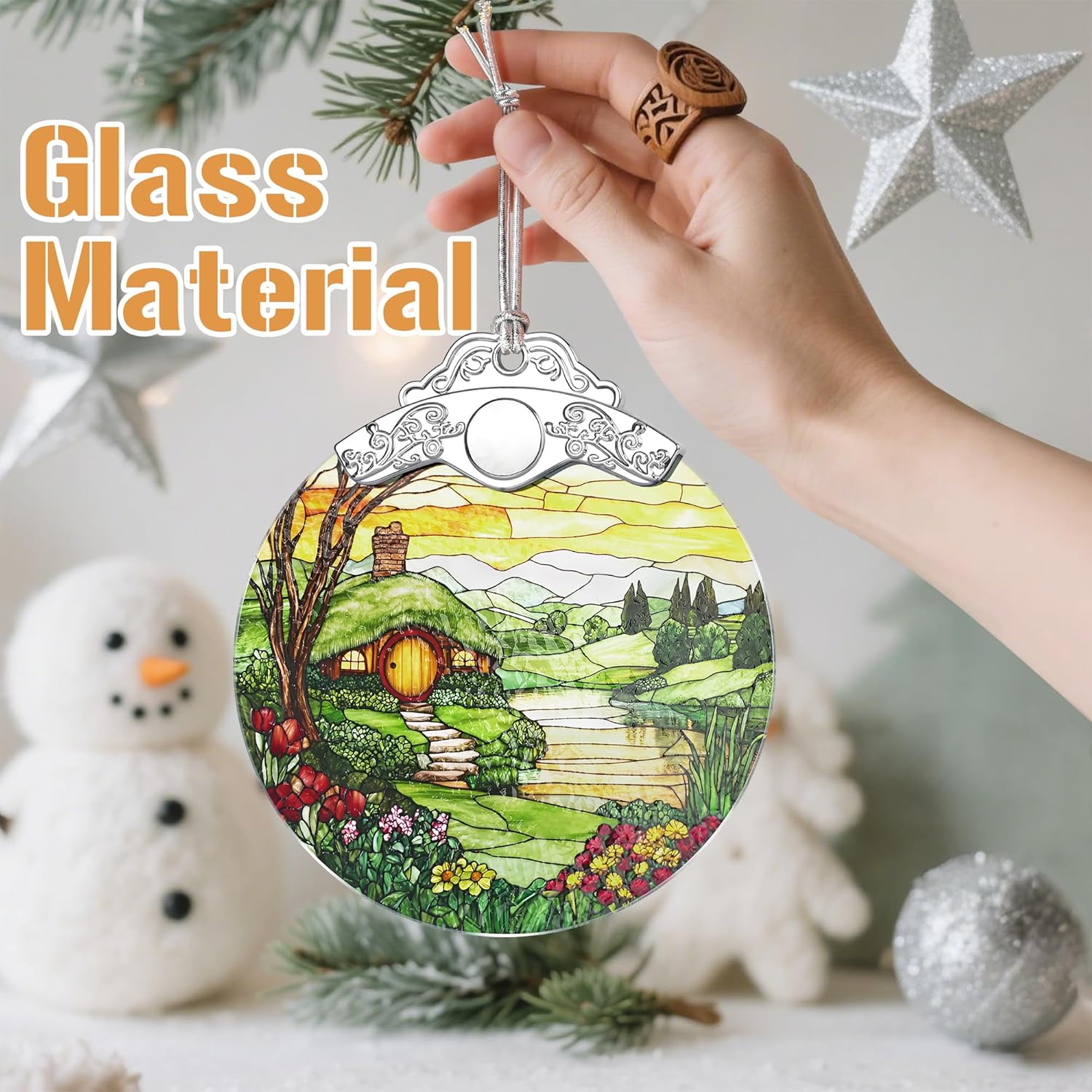Christmas Ornaments, Christmas Decorations for Tree, Keepsake Ornaments, Holiday Ornament, Holiday & Xmas Gifts, Gifts for Pastoral Lovers & Nature Lovers - Hobbit Home-Theme