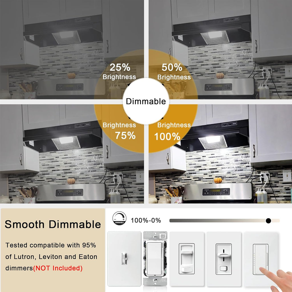 2.5 Inch E17 Intermediate Base LED Filament Bulb 360 Lumens, 5000K Daylight White Dimmable Appliance Bulb AC 120V, UL Listed T8 Microwave Light Bulbs Under Hood for Refrigerator Stove 6Pack