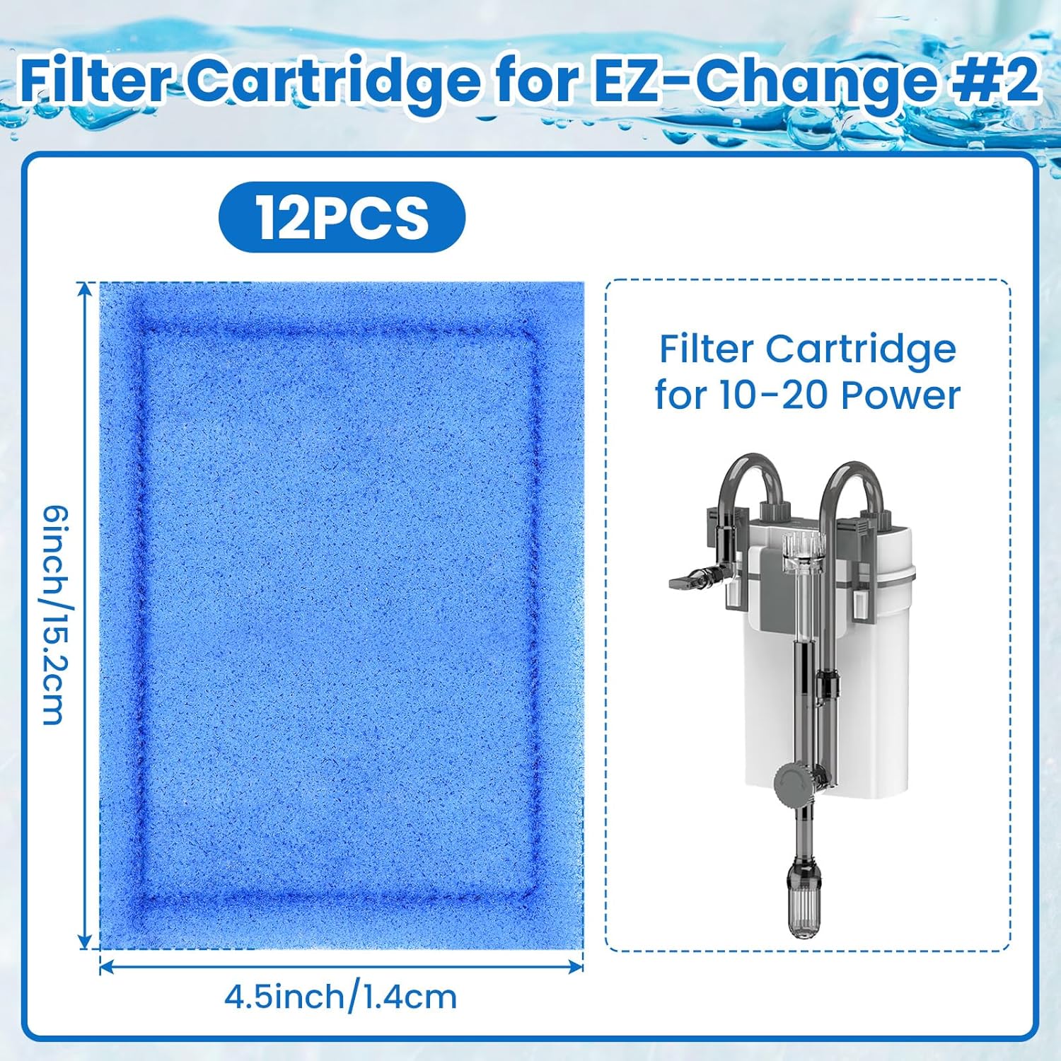 12 Pcs 10-20 Gallon Aquarium Filter Replacement for EZ-Change #2, Fish Tank Filter Cartridge for Aqua-Tech Brand 10 to 20 Power Filters for Healthier Fish