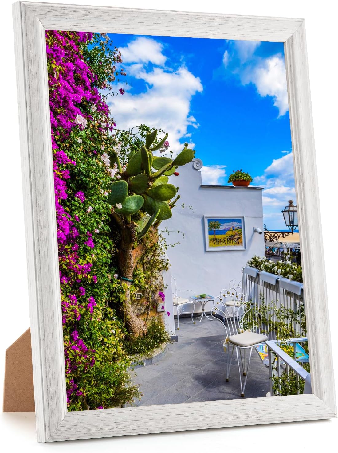 8x11 Wood Frame White, Natural Woodgrain 11x8in Picture Frame, Rustic Wooden 8 x 11 inch Gallery Photo Poster Frame with HD Plexiglass, Horizontal Vertical Wall Mounting Tabletop Display 1Pcs