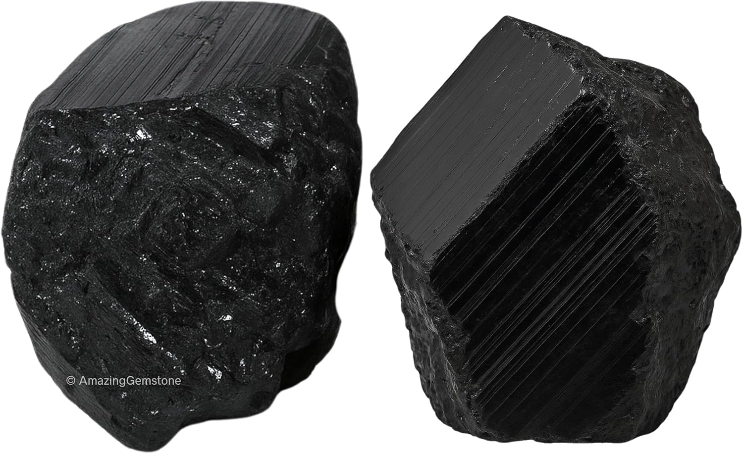 Amazing Gemstone Genuine Black Tourmaline Crystals Stone Raw Protection for Healing, Natural Rocks for Tumbling - Turmalina Negra Original (2 Pieces)