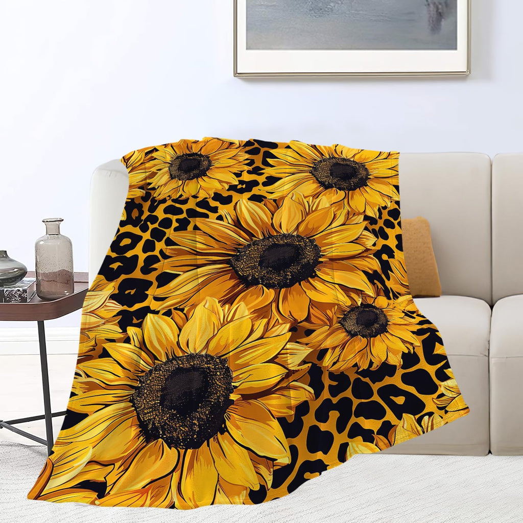 Sunflower Throw Blanket Sunflower Gifts for Kids Girls Boys Adults Women Men Soft Cozy Warm Plush Fluffy Fuzzy Fleece Blanket Birthday Festival Decor 40''X50''