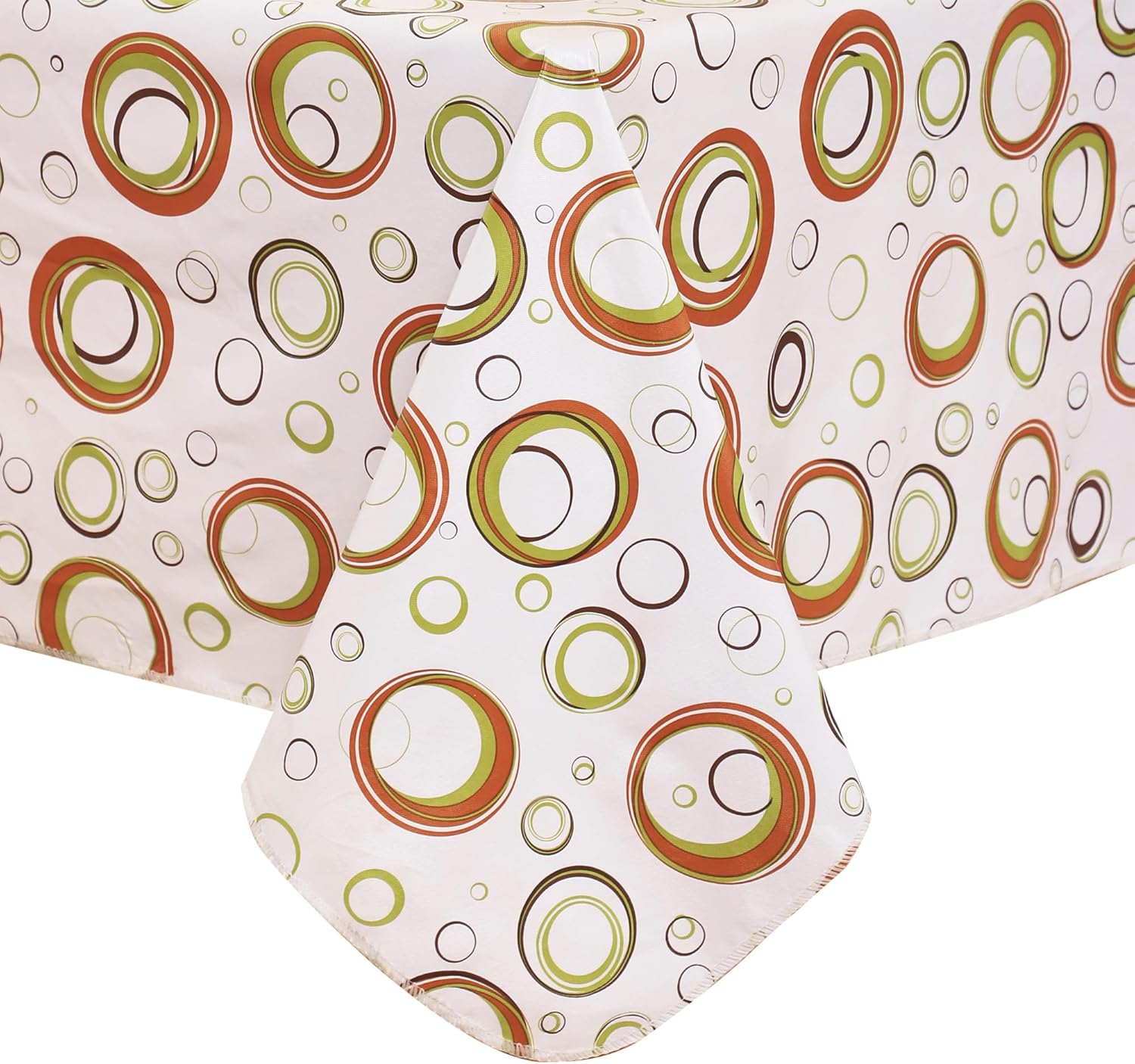 Walrus Heavy Duty Vinyl Tablecloth with Flannel Backing Waterproof Oil-Proof Plastic Table Cloth Stain-Resistant Wipeable Rectangle or Square Table Cover for Indoor and Outdoor (Circle，60x102 Inch)
