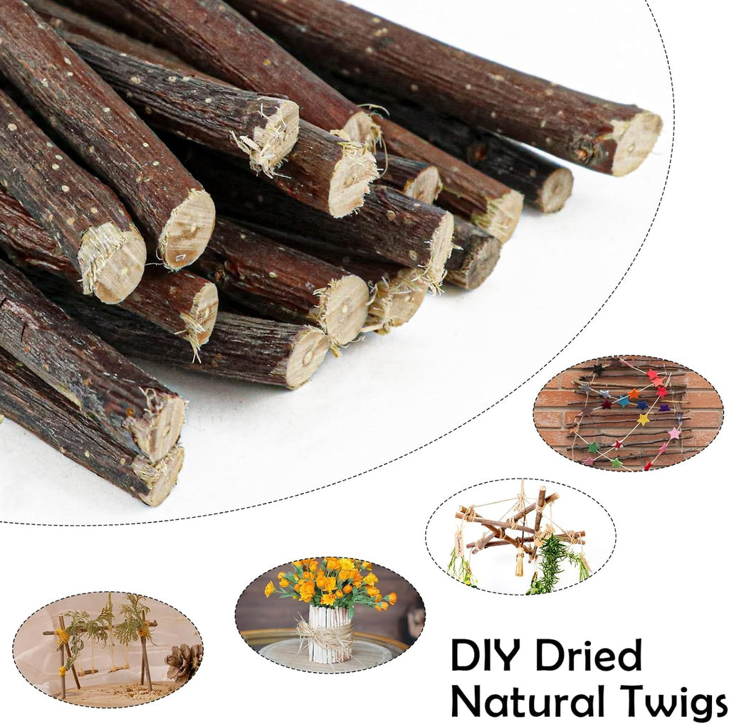 50Pcs Natural Twigs, Driftwood Branches, Unfinished Timber Rods for Model Making, Home Decor & Art Supplies (Brown 30CM)