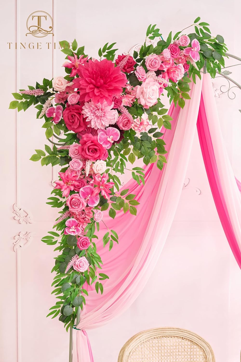 TINGE TIME Artificial Arch Flowers Kit Pack of 5, Wedding Decorations for Reception with Hanging Flowers, Wedding Arch Silk Floral Arrangements Ceremony Backdrop Bridal Shower Outdoor Party Decor