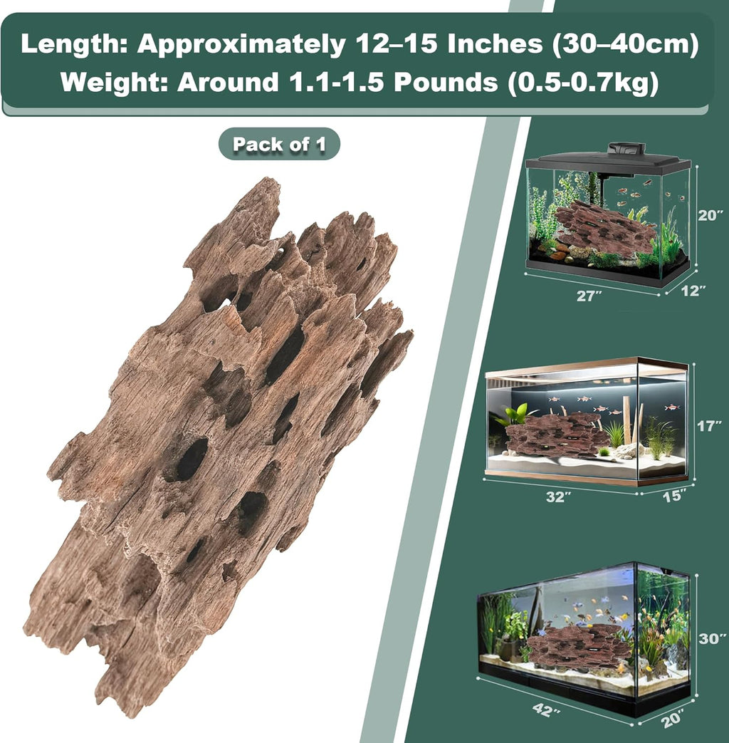 Natural Wood Driftwood for Aquarium Fish Tank Decor,Assorted Driftwood Trunk Branch for Reptile Tank Decor (SHP-XM Driftwood (12 to15 Inch)-Pack of 1)