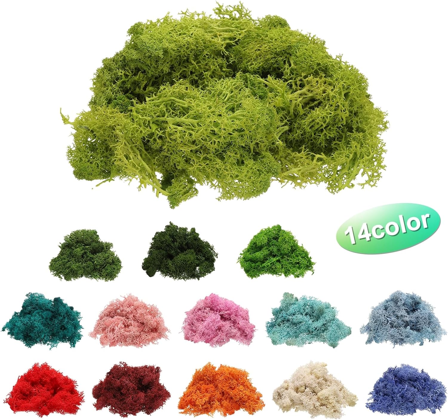 uxcell Preserved Reindeer Moss, 4 OZ Fake Moss for Crafts Artificial Dried Moss for Decoration, Craft, Terrariums, Potted Plants, Centerpieces Fairy Gardens (Chartreuse)