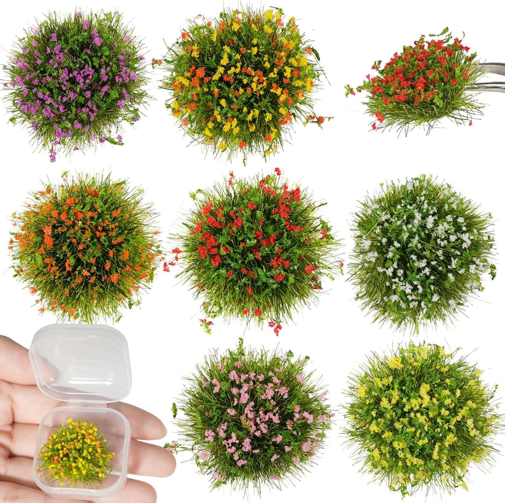 Warmtree 14 Pcs Large Static Grass Bushy Tufts Lowland Shrubs Tuft Terrain Model Kit for Train Landscape Railroad Scenery Sand Military Layout Model Miniature Bases Ho Scale Accessories and Dioramas