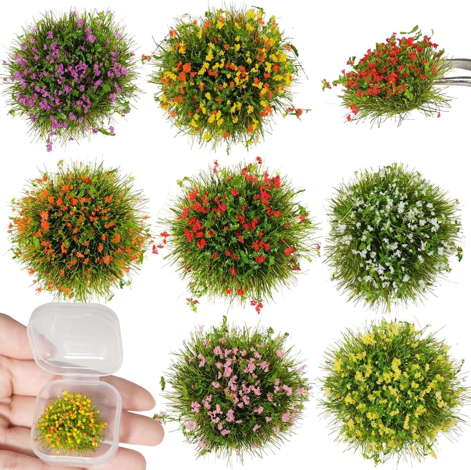 Warmtree 14 Pcs Large Static Grass Bushy Tufts Lowland Shrubs Tuft Terrain Model Kit for Train Landscape Railroad Scenery Sand Military Layout Model Miniature Bases Ho Scale Accessories and Dioramas