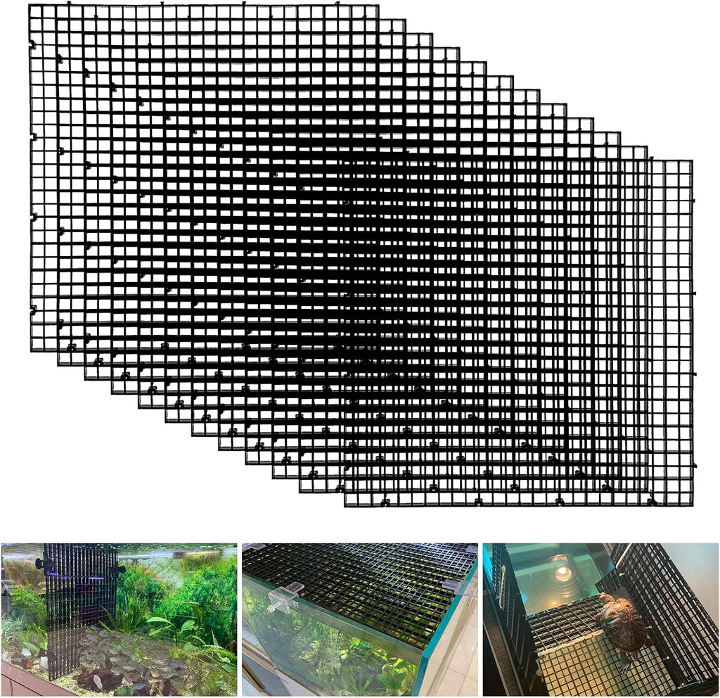 Plastic Egg Crate Fish Tank Divider Aquarium Filter Bottom Plastic Grid Fish Tank Isolation Board Black Egg Crate Tray((Black, 12pcs 11.8X11.8Inch with 0.35Inch Hole)