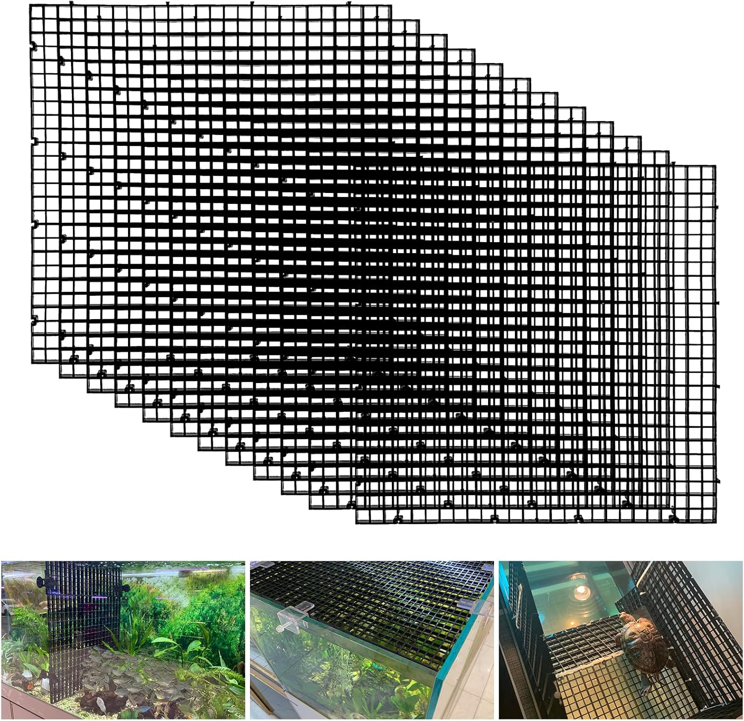 Plastic Egg Crate Fish Tank Divider Aquarium Filter Bottom Plastic Grid Fish Tank Isolation Board Black Egg Crate Tray((Black, 12pcs 11.8X11.8Inch with 0.35Inch Hole)