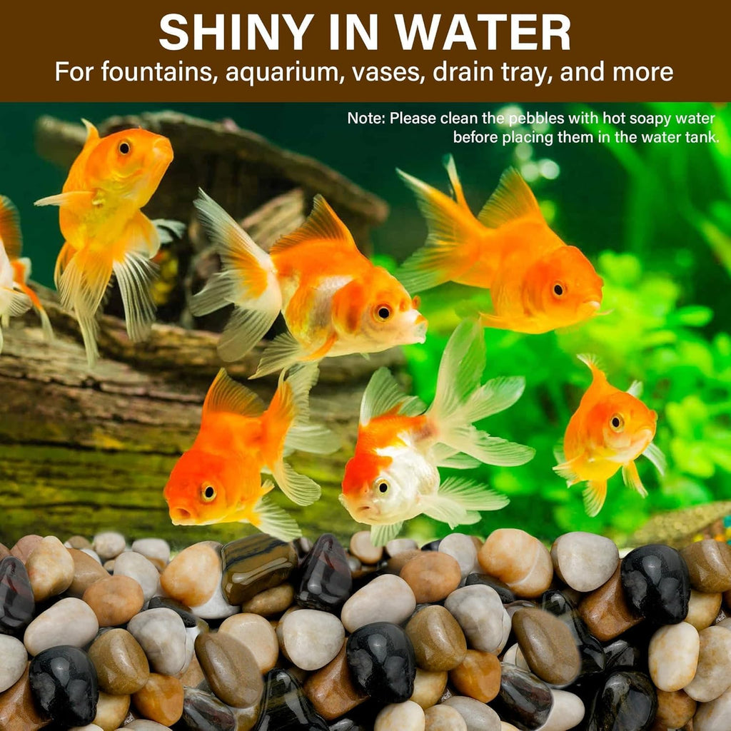 NUPICK 3lb River Rocks for Plants Indoor, 1-2Inch Mixed Pebbles for Vase Fillers, Decorative Gravel for Fish Tank, Natural Polished Stones for Succulent, Bonsai, Landscaping, Bird Baths