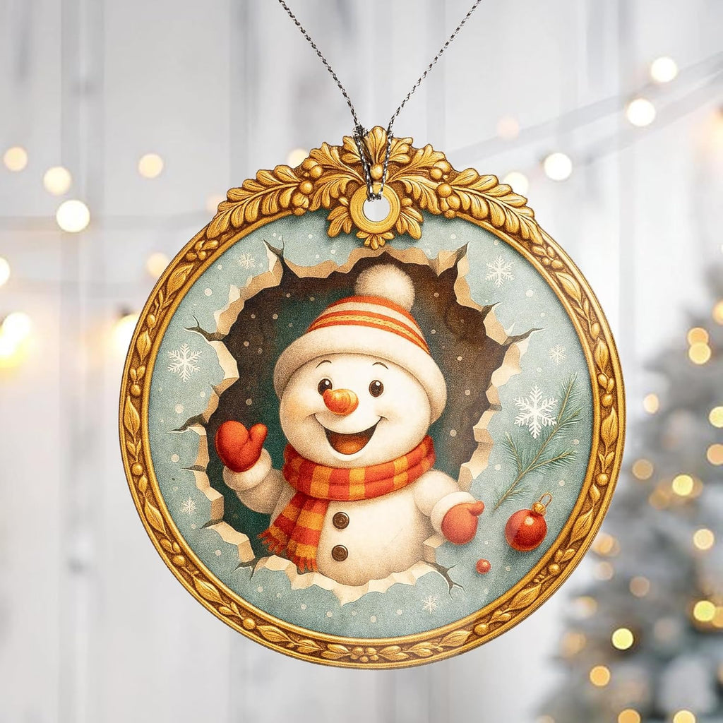 Christmas Ornament 2025 - Snowman Ornament - Snowman Ornaments for Christmas Tree - Acrylic Christmas Ornaments - Christmas Ornament 2025 - White Elephant Gifts - Xmas Tree Funny Decoration