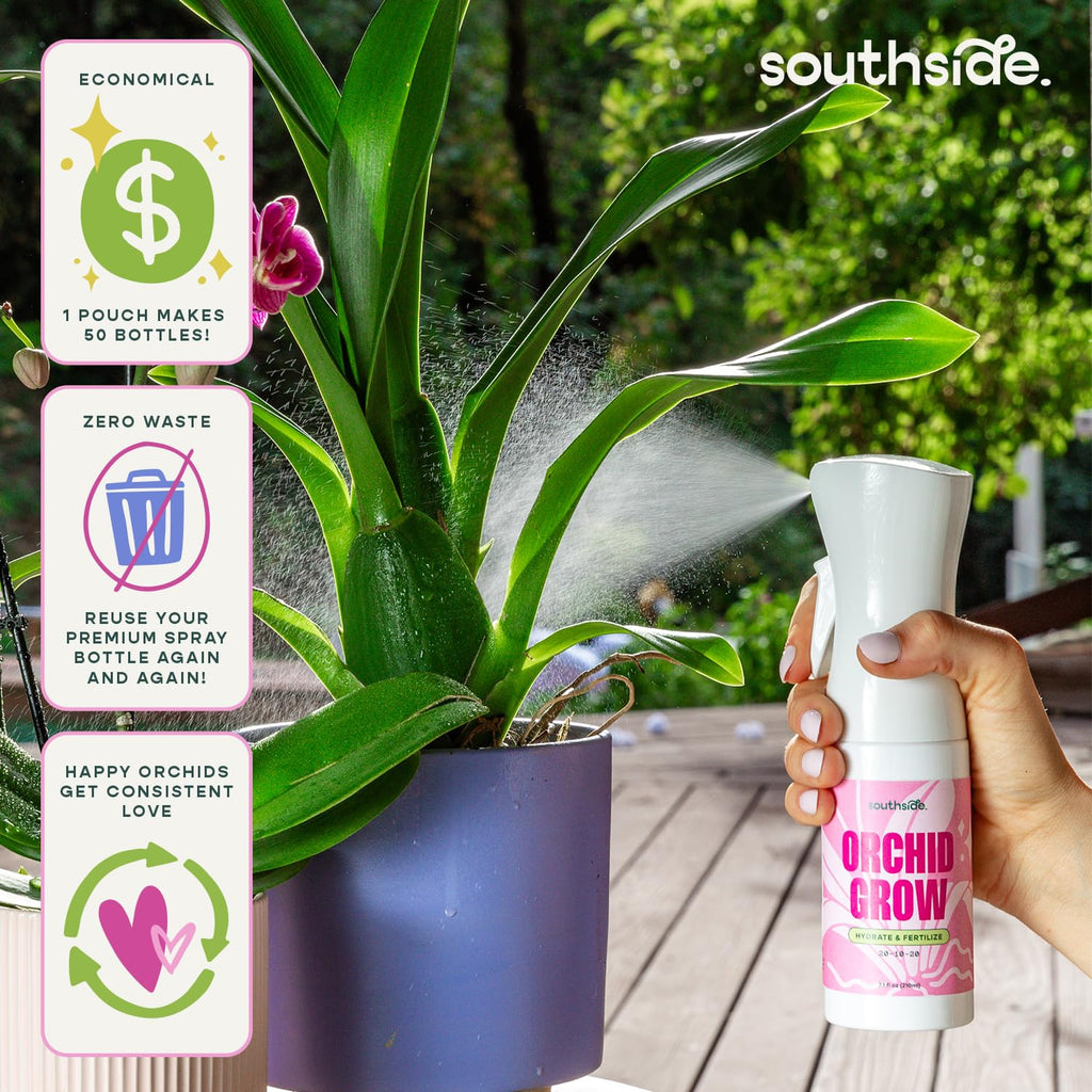 Southside Orchid Grow Fertilizer - 50 Concentrated Refills (Spray Bottle not Included) - Hydrate & Fertilize (3-1-3 NPK) - Economical Plant Food for Orchids