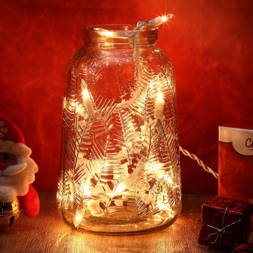 Mini Christmas Lights String Warm White Vintage Short Strand String Lights, Clear Bulbs Wire Fit Light up Christmas Decorations(20 Bulbs Connectable,5ft,White)