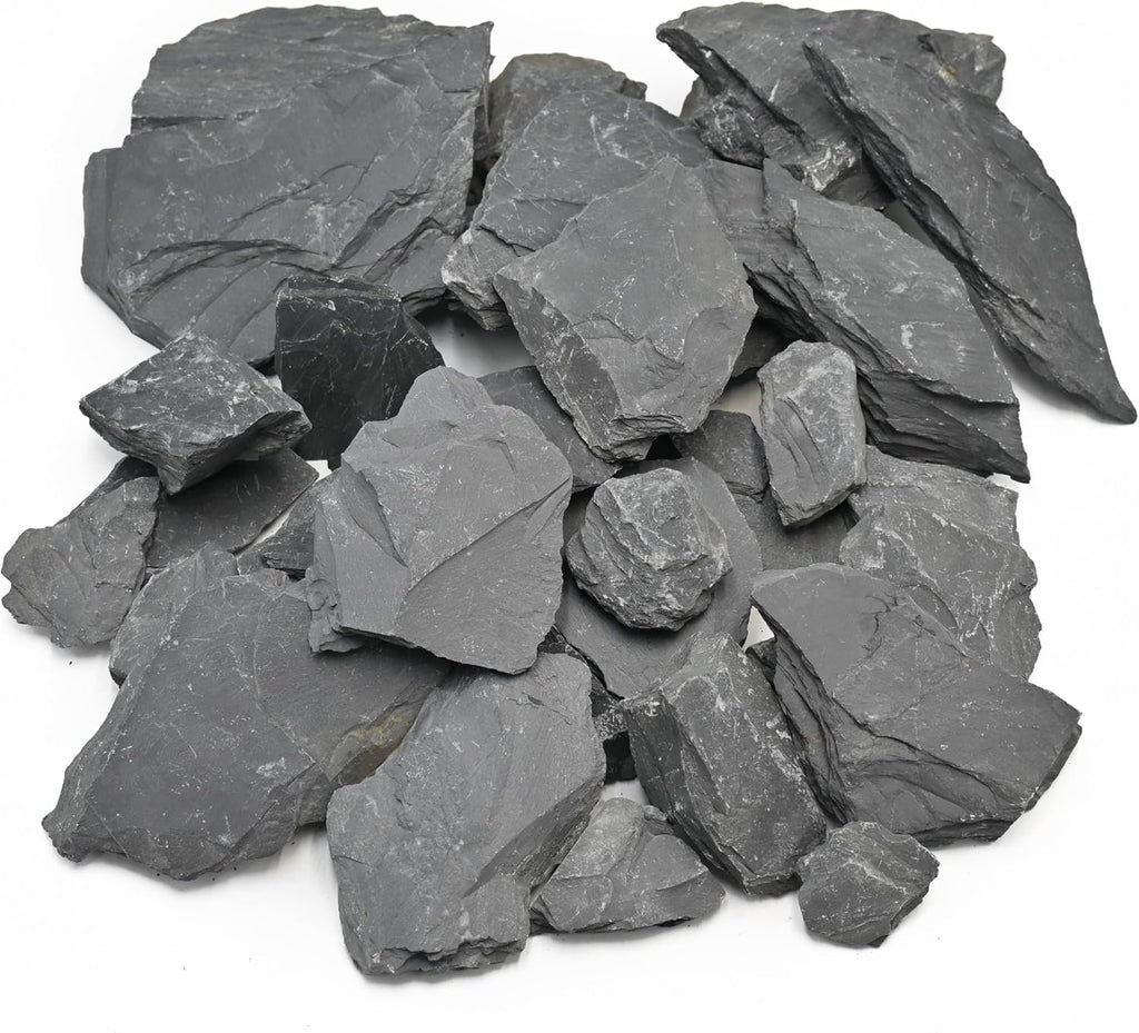 Natural Slate Stone for Aquarium 3-10 Inches Fish Tank Rocks Garden Stepping Stones for Landscaping Decor,Reptile Basking Aquascaping,Paludariums-20lb