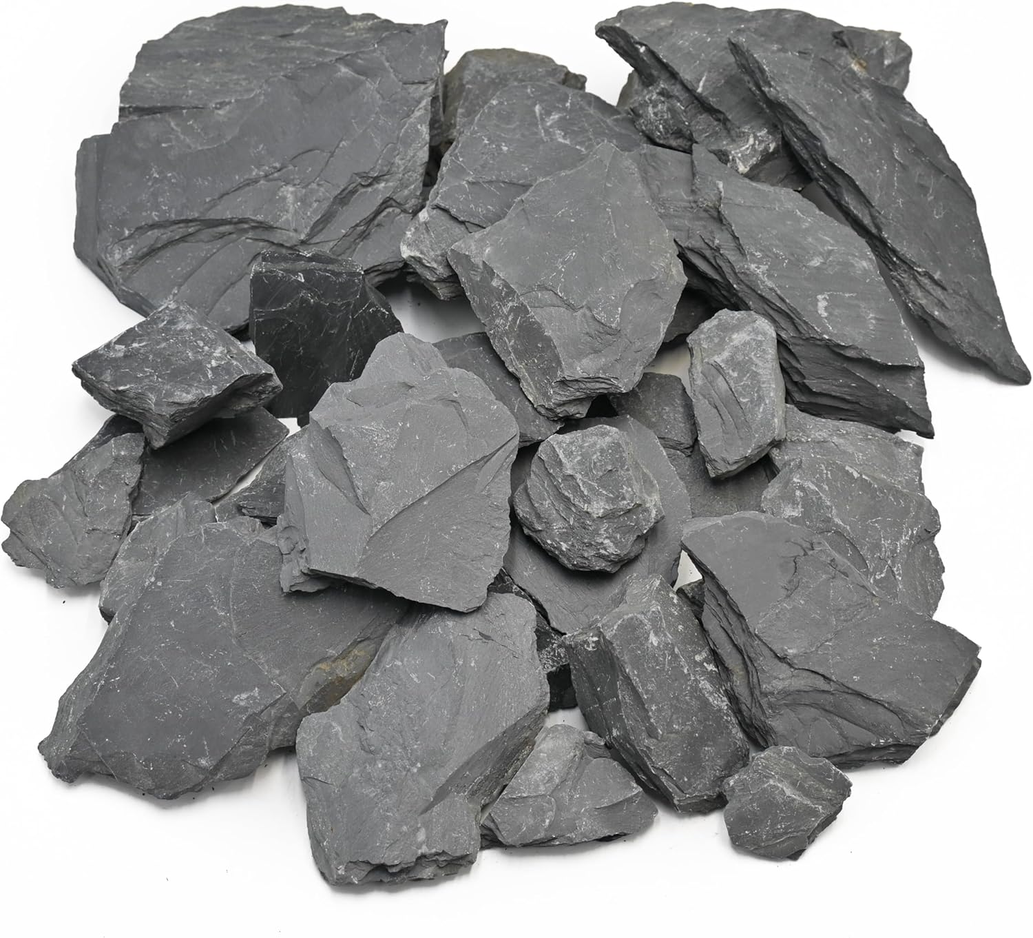 Natural Slate Stone for Aquarium 3-10 Inches Fish Tank Rocks Garden Stepping Stones for Landscaping Decor,Reptile Basking Aquascaping,Paludariums-20lb