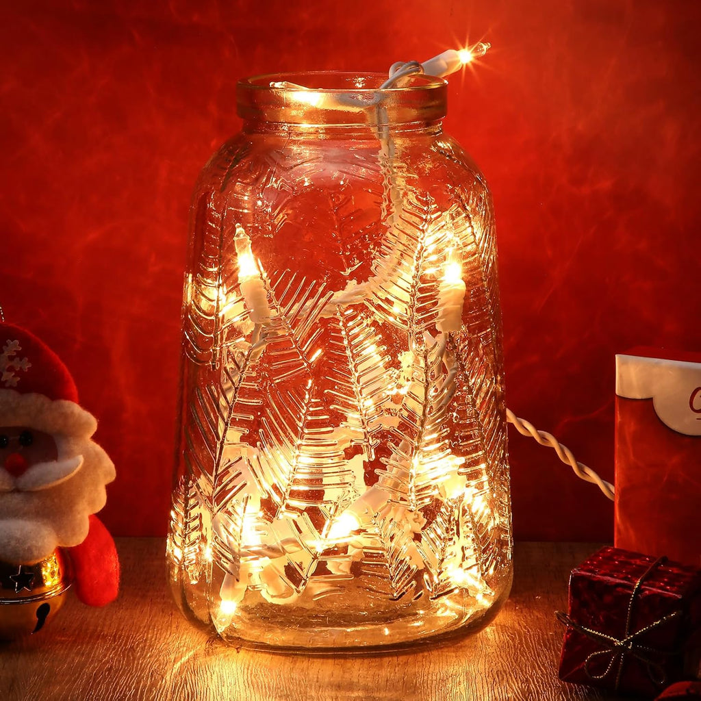 Mini Christmas Lights String Warm White Vintage Short Strand String Lights, Clear Bulbs Wire Fit Light up Christmas Decorations(10 Bulbs Connectable,8ft,White)