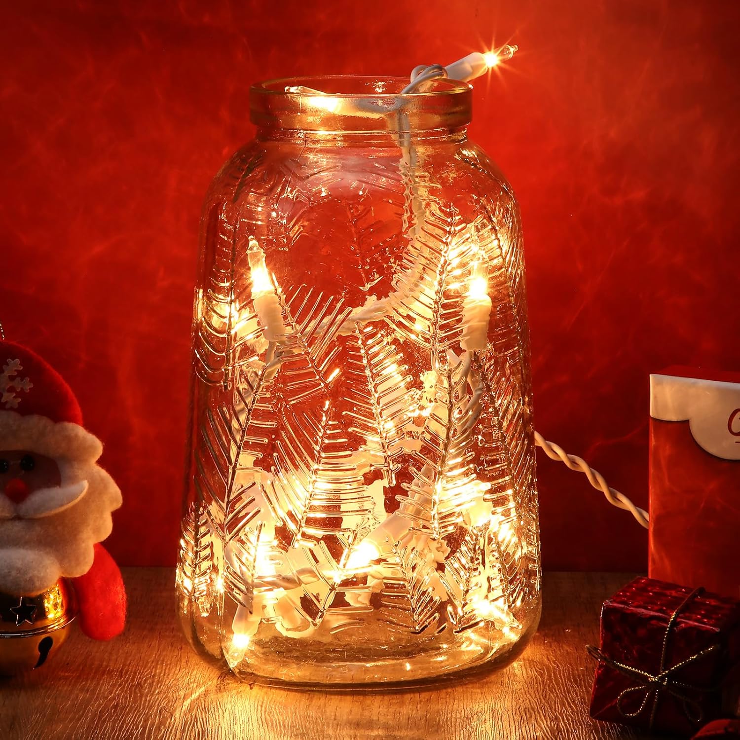 Mini Christmas Lights String Warm White Vintage Short Strand String Lights, Clear Bulbs Wire Fit Light up Christmas Decorations(10 Bulbs Connectable,8ft,White)