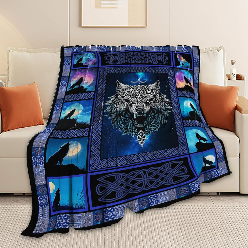 Wolf Throw Blanket Wolf Stuff Gifts for Kids Girls Boys Adults Women Men Soft Cozy Warm Plush Fluffy Fuzzy Fleece Blanket Decor 40''X50''