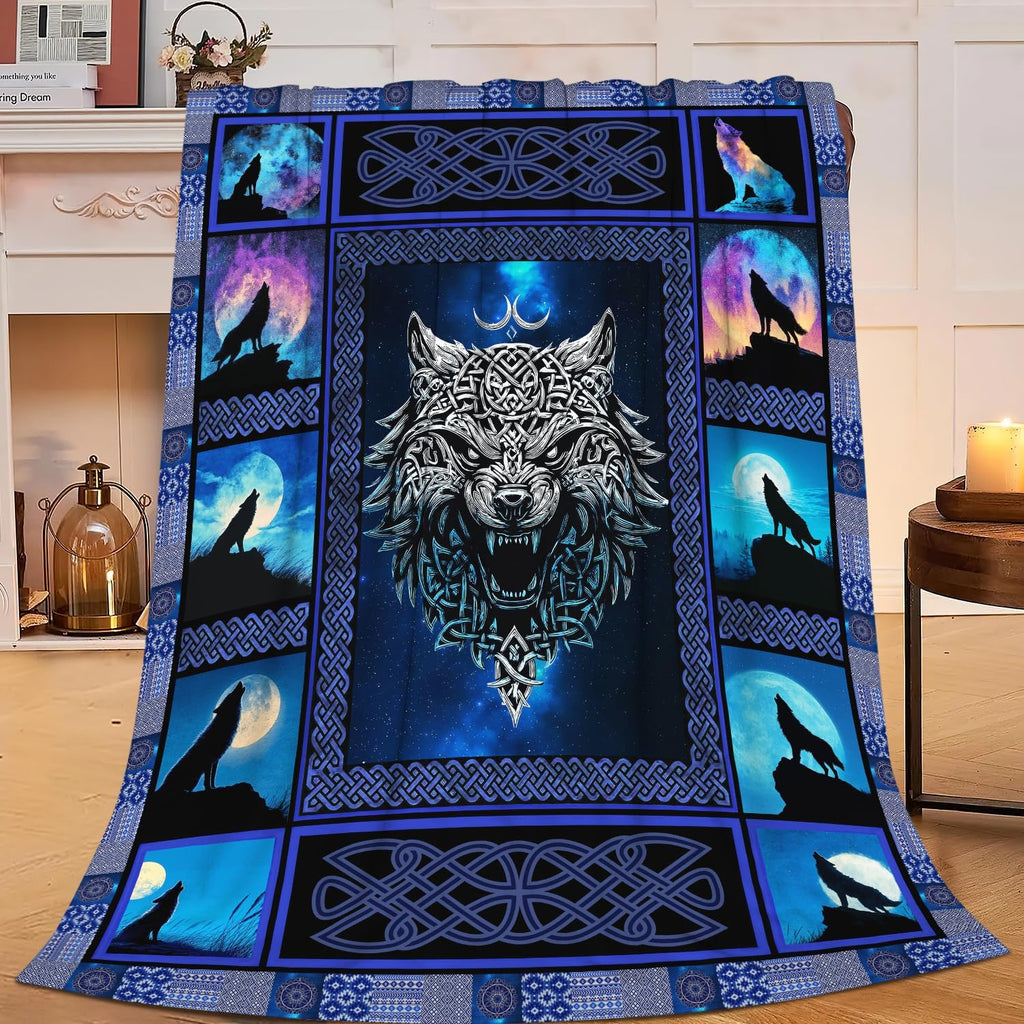 Wolf Throw Blanket Wolf Stuff Gifts for Kids Girls Boys Adults Women Men Soft Cozy Warm Plush Fluffy Fuzzy Fleece Blanket Decor 60''X80''