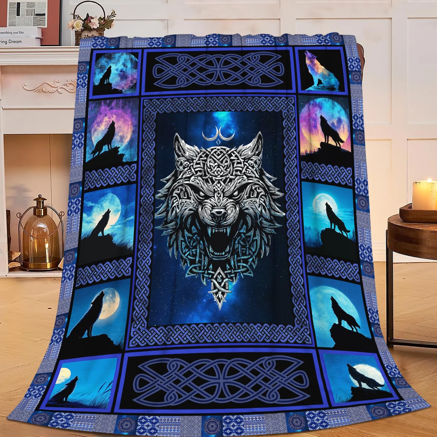 Wolf Throw Blanket Wolf Stuff Gifts for Kids Girls Boys Adults Women Men Soft Cozy Warm Plush Fluffy Fuzzy Fleece Blanket Decor 60''X80''