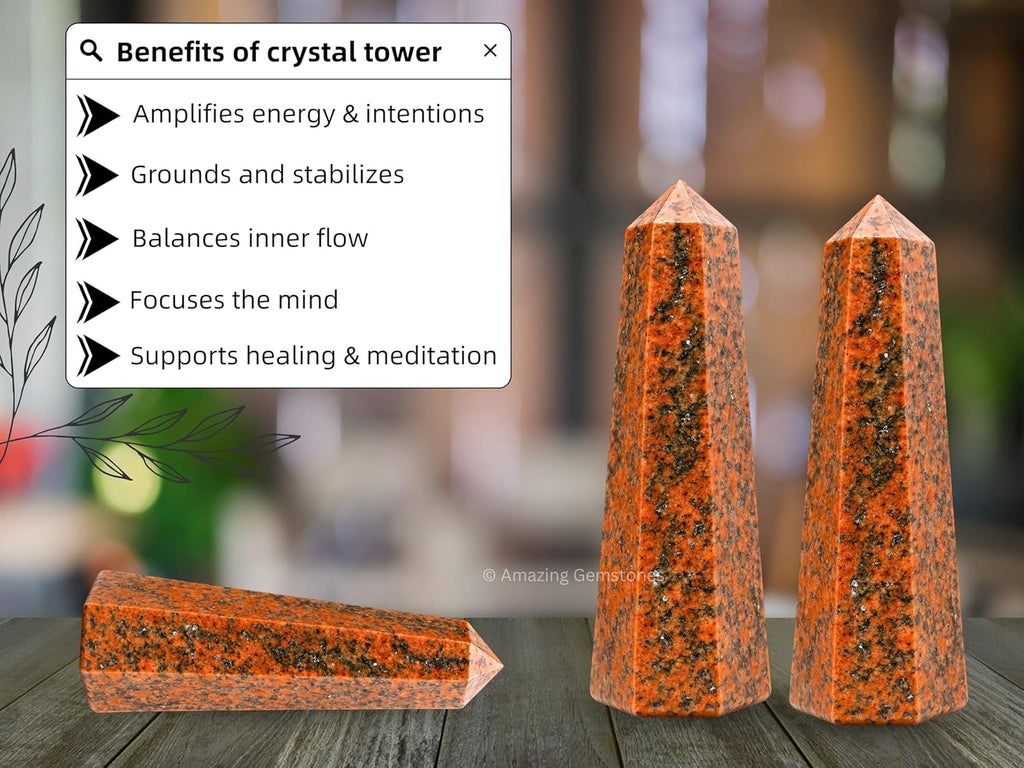 Amazing Gemstone Unakite Crystal Towers - Natural Healing Crystal Point Obelisk for Reiki Healing and Crystal Grid (2" to 3" Inch)